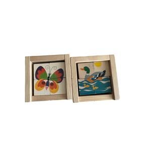 Atelier Fischer Swiss Wooden Cube Klotzli Puzzles 2 Included nature, farmyard